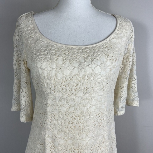 Adrianna Papell Women's Ivory Cream Lace Dress Sz 6 Empire Waist Baptism Wedding - Picture 2 of 10